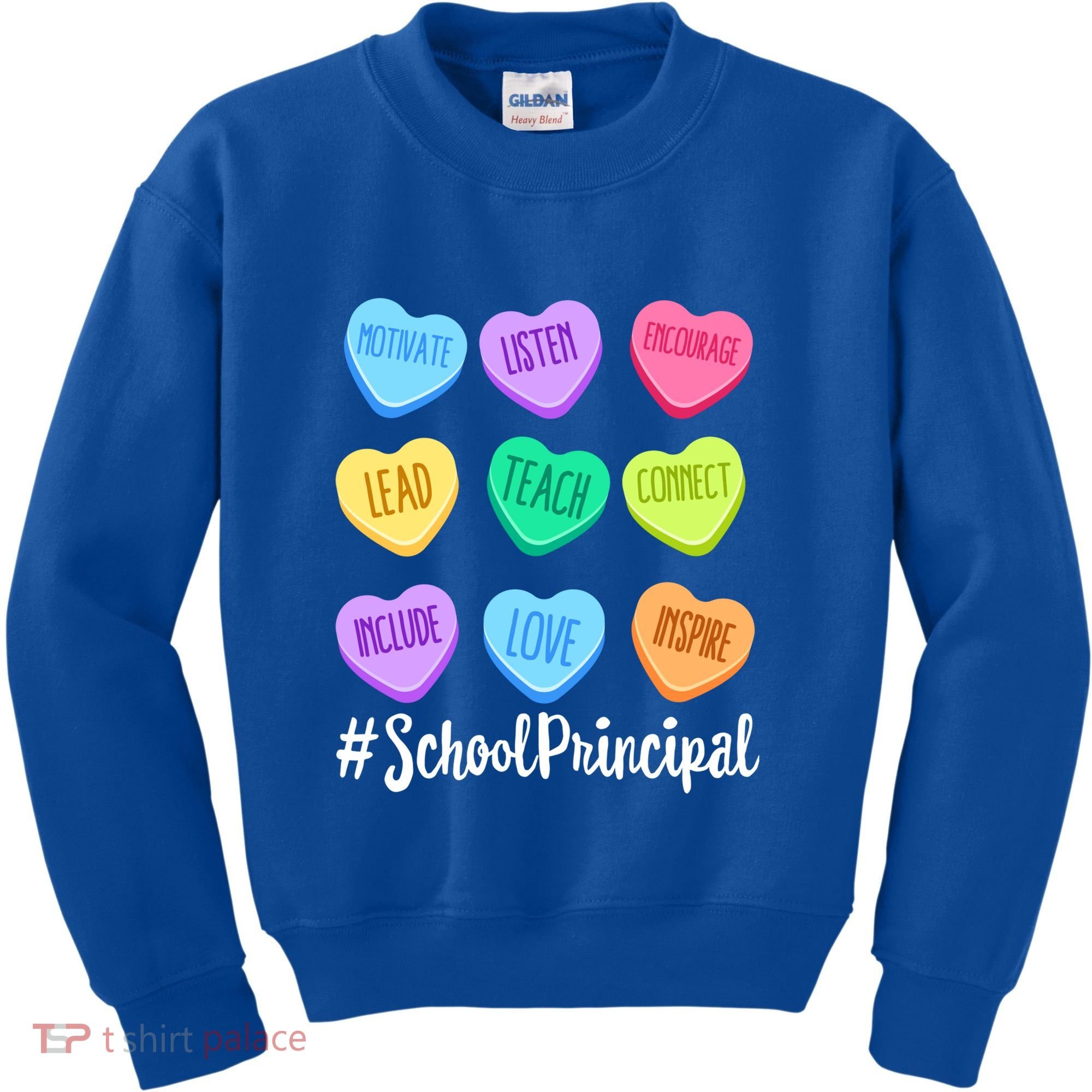 School Principal Staff Valentine's Day Pastel Candy Heart Gift Kids Sweatshirt
