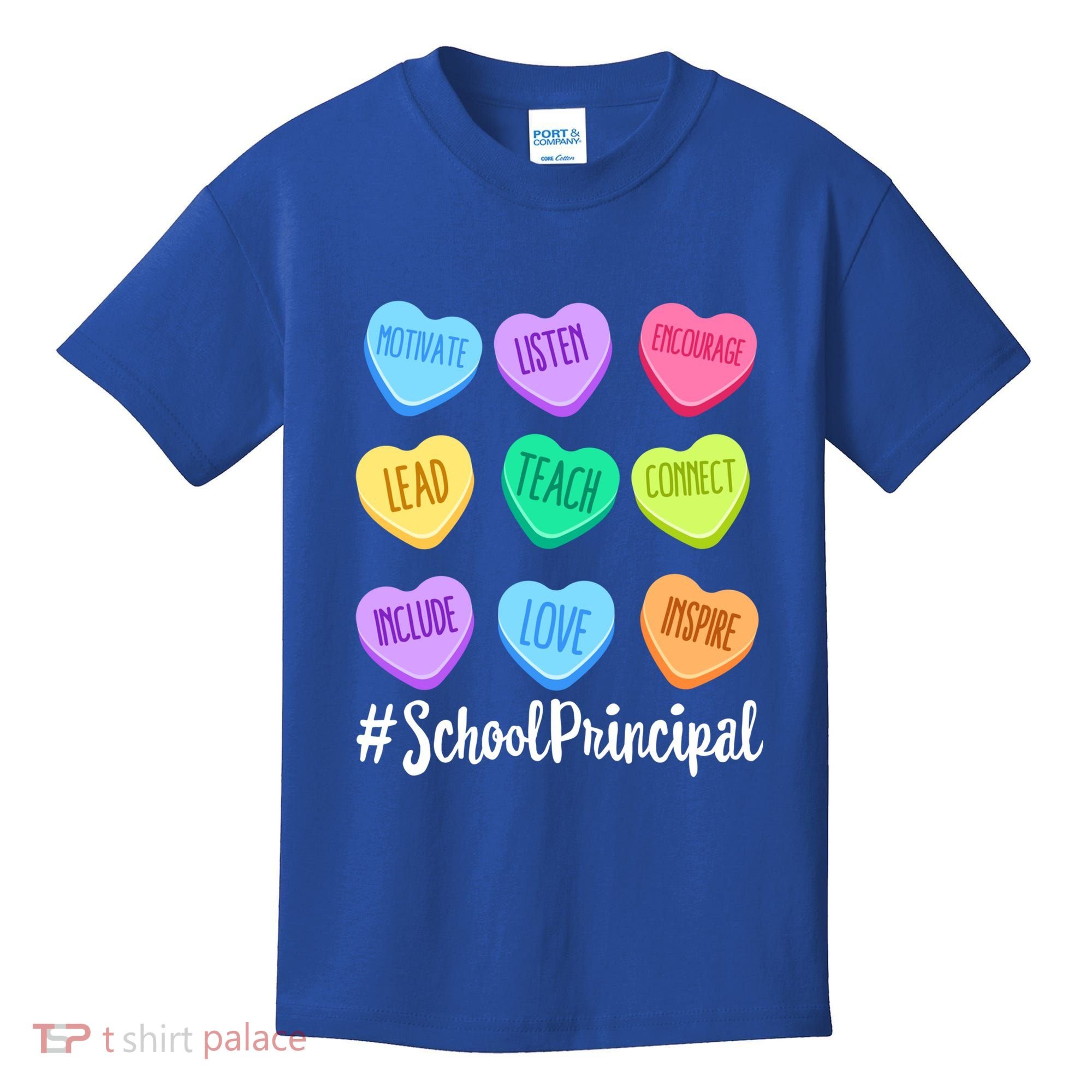 School Principal Staff Valentine's Day Pastel Candy Heart Gift Kids T-Shirt