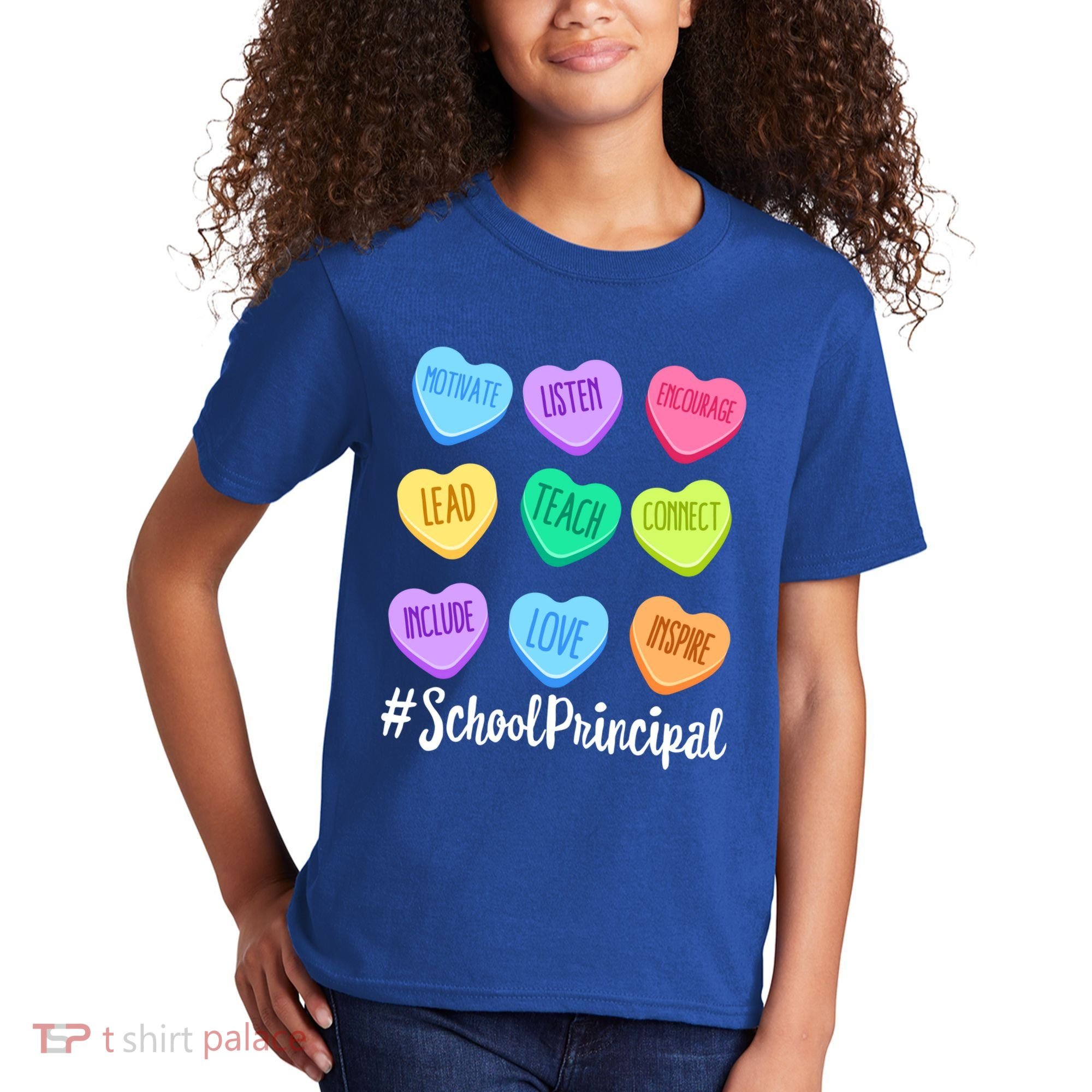 School Principal Staff Valentine's Day Pastel Candy Heart Gift Kids T-Shirt