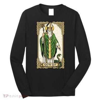 St Patrick Snake Gon Git Card Saint Pattys Vintage Long Sleeve Shirt