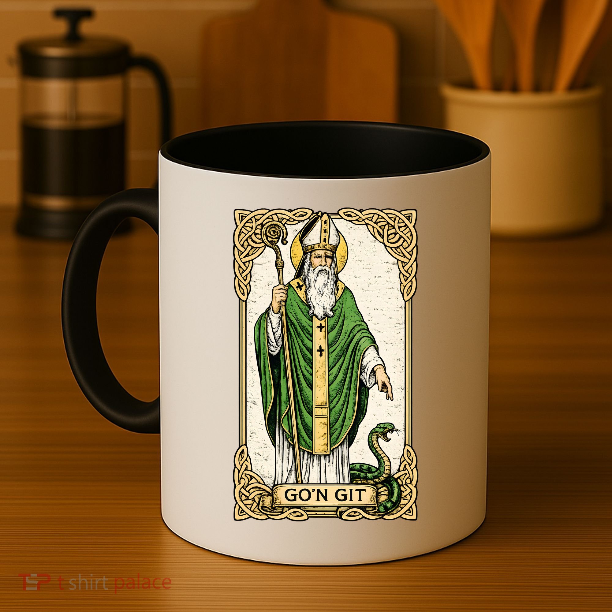 St Patrick Snake Gon Git Card Saint Pattys Vintage Coffee Mug