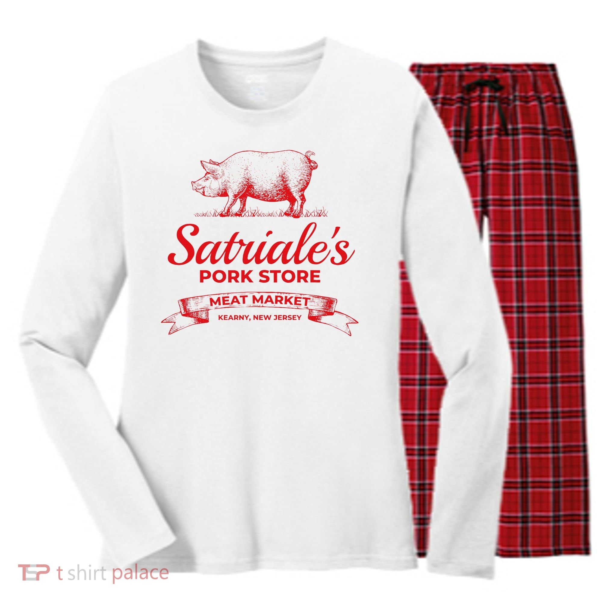 Satriale’S Pork Store Kearny New Jersey Women's Long Sleeve Flannel Pajama Set 