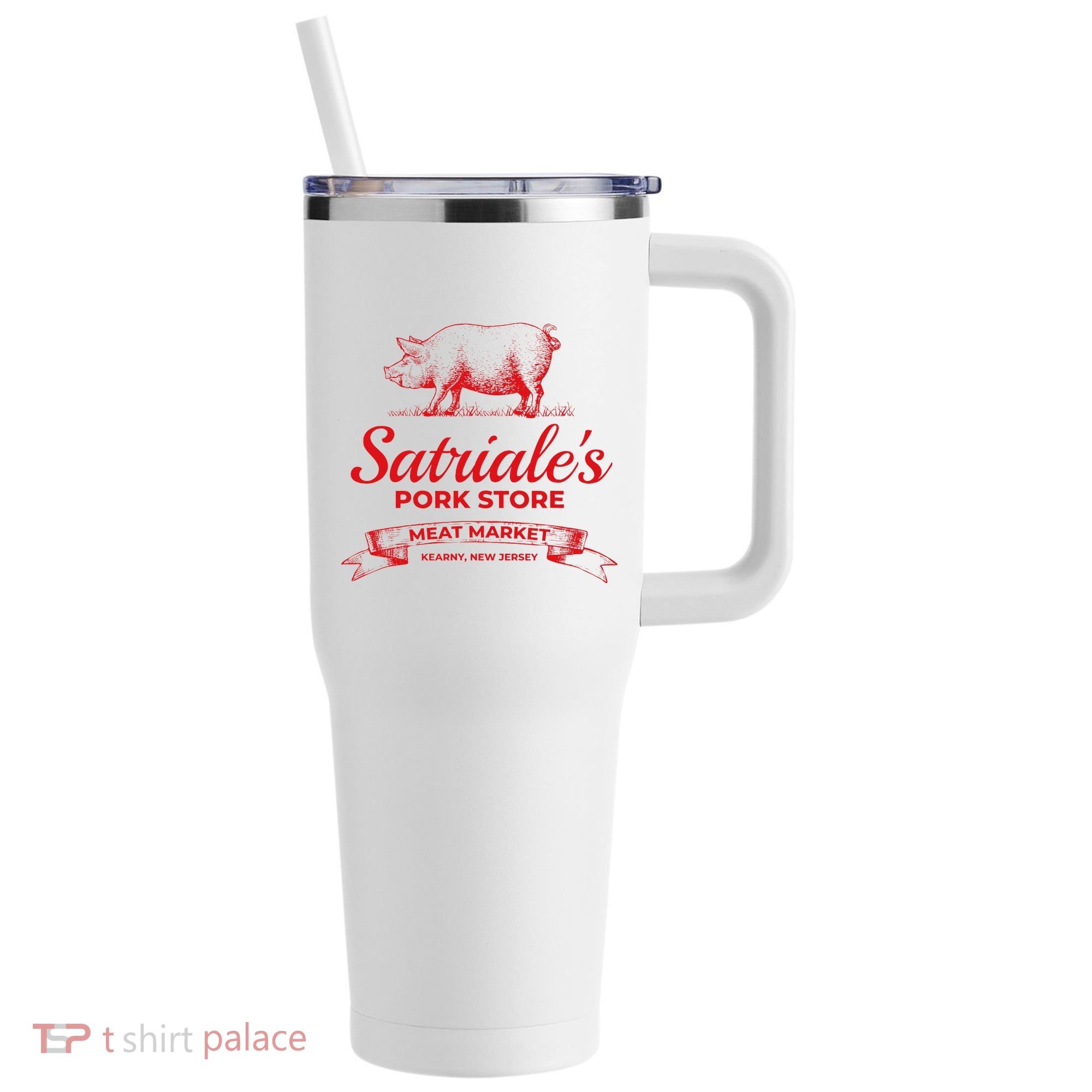 Satriale’S Pork Store Kearny New Jersey 40oz Vacuum Insulated Stainless Steel Travel Tumbler