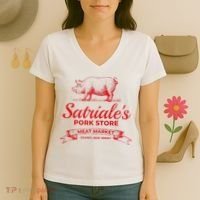 Satriale’S Pork Store Kearny New Jersey Women's V-Neck T-Shirt thumb 3