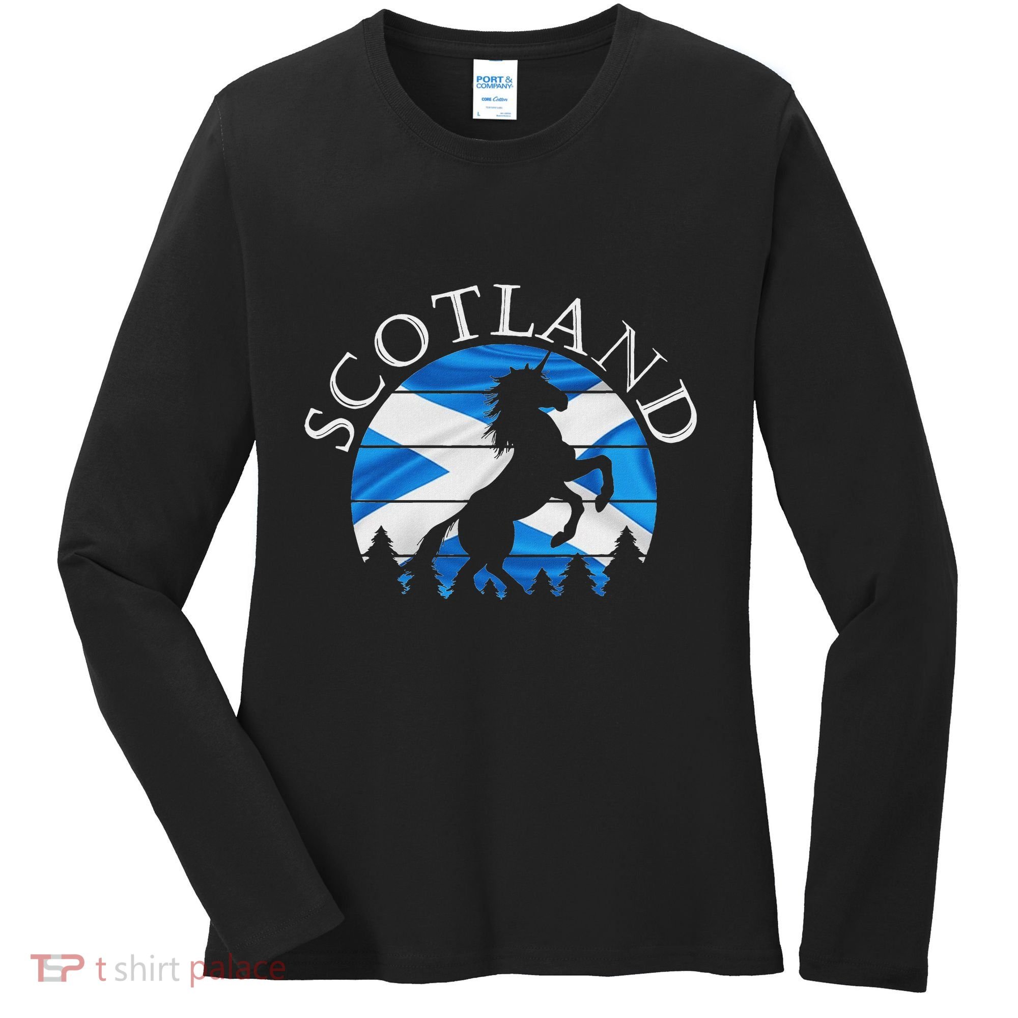Scottish Pride Scotland Unicorn Scotland Flag Saltire Women's Long Sleeve Shirt
