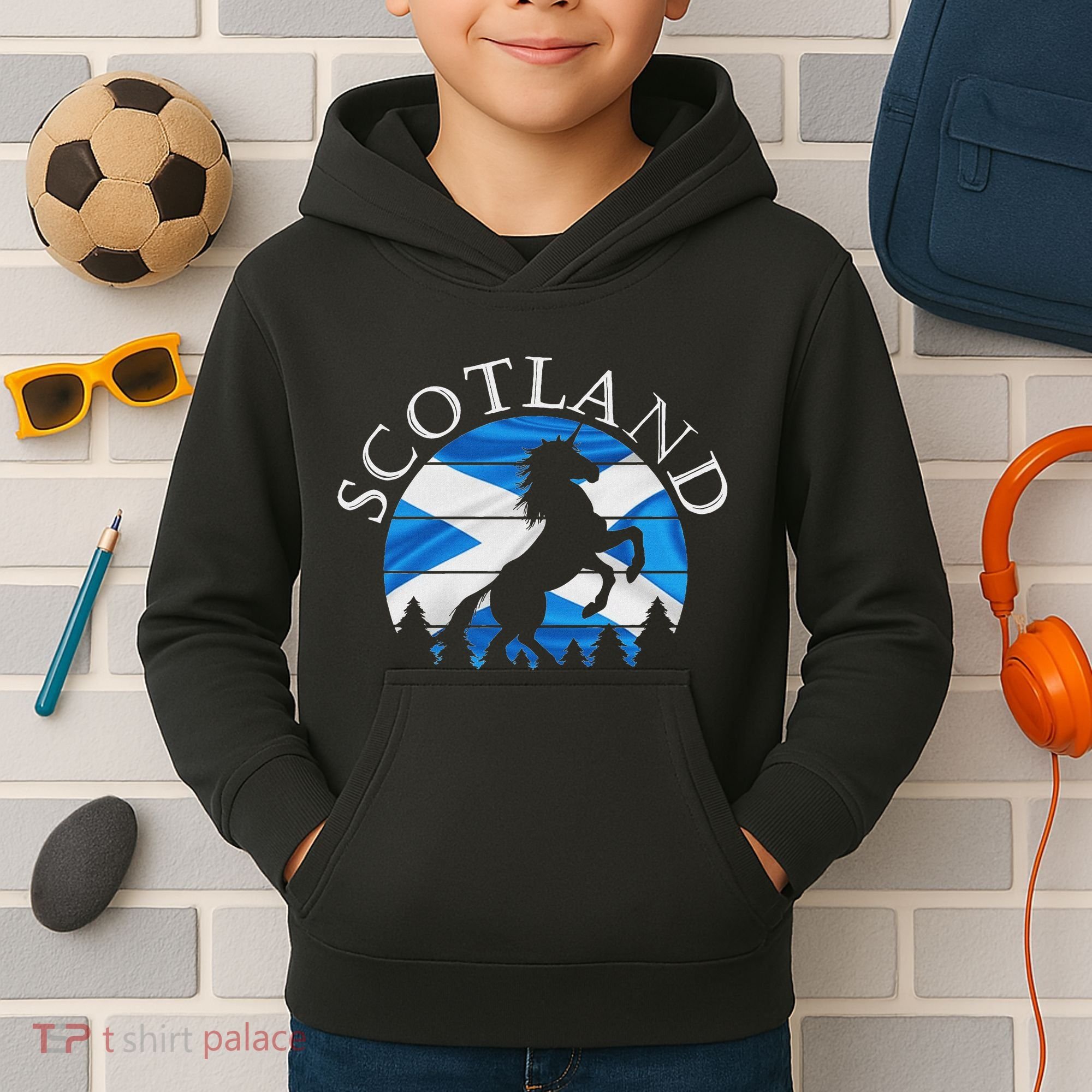 Scottish Pride Scotland Unicorn Scotland Flag Saltire Kids Hoodie