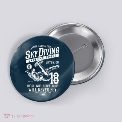 Skydiving Parachuting Skydive Tee Skydiver Button