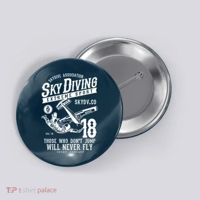 Skydiving Parachuting Skydive Tee Skydiver Button