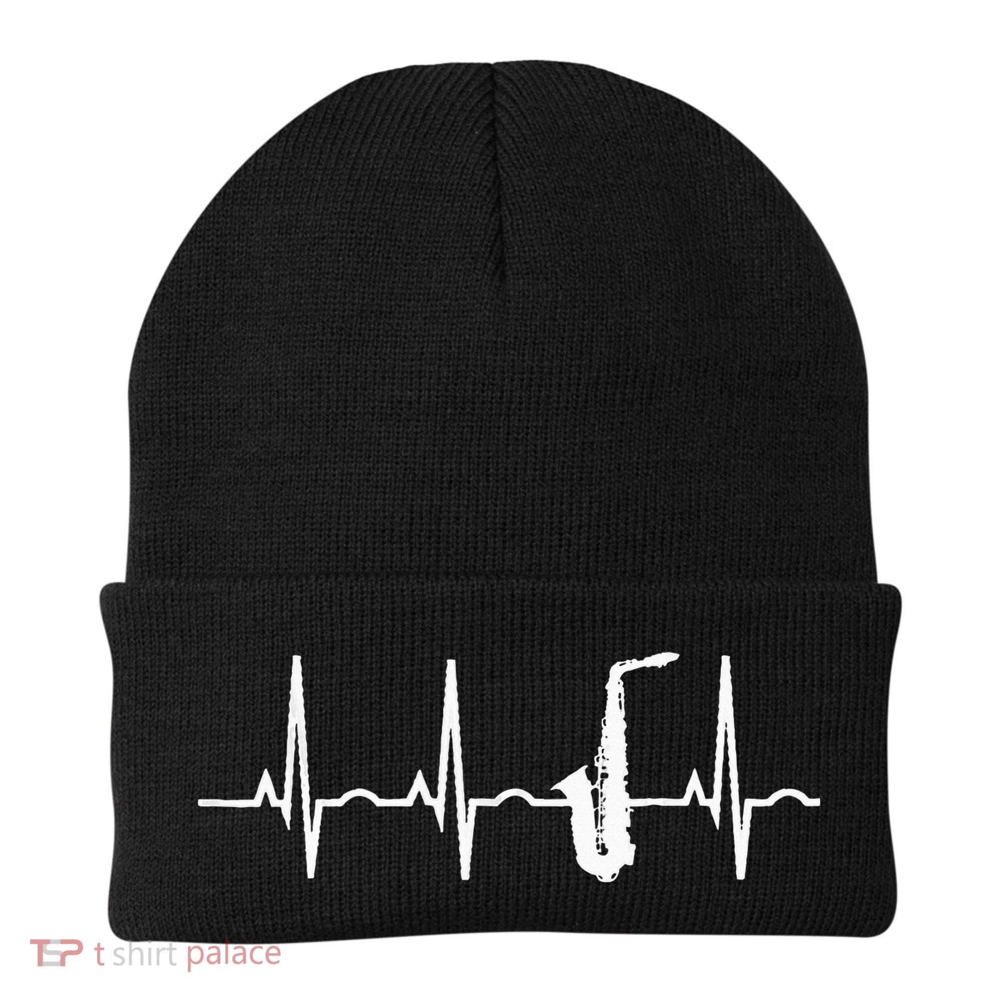 Saxophone Player Saxophone Heartbeat  Beanie