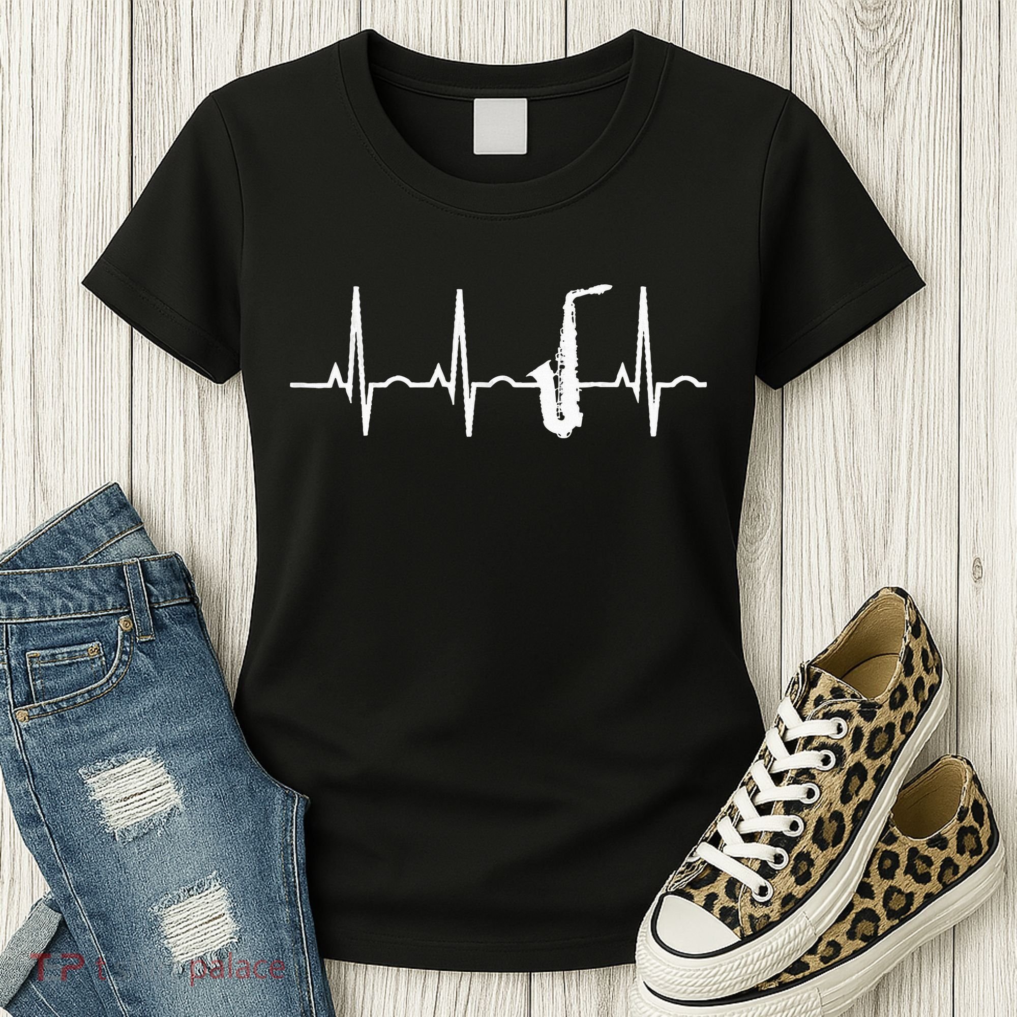 Saxophone Player Saxophone Heartbeat  Women's T-Shirt