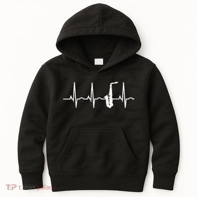 Saxophone Player Saxophone Heartbeat  Kids Hoodie