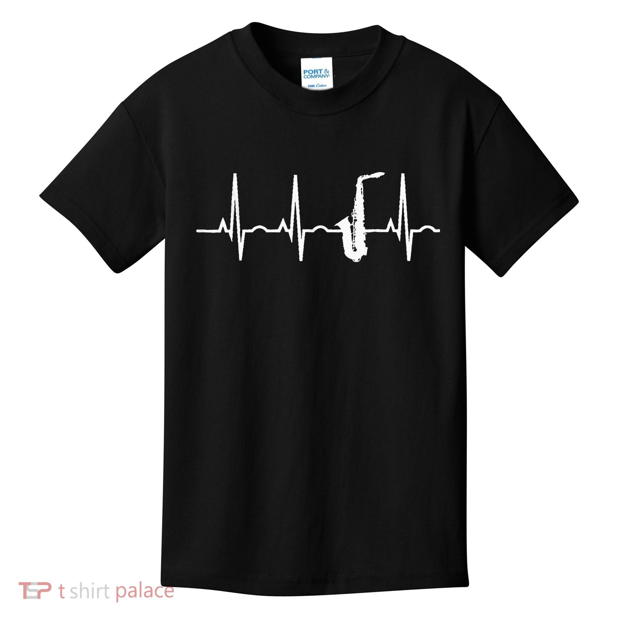Saxophone Player Saxophone Heartbeat  Kids T-Shirt