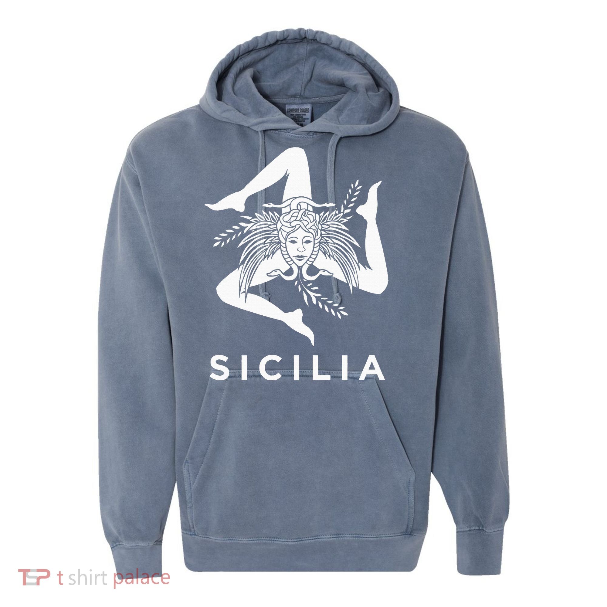 Sicilian Pride Sicilia Sicilian Flag Trinacria Comfort Colors Garment-Dyed Hooded Sweatshirt