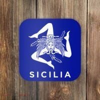 Sicilian Pride Sicilia Sicilian Flag Trinacria Coaster thumb 0