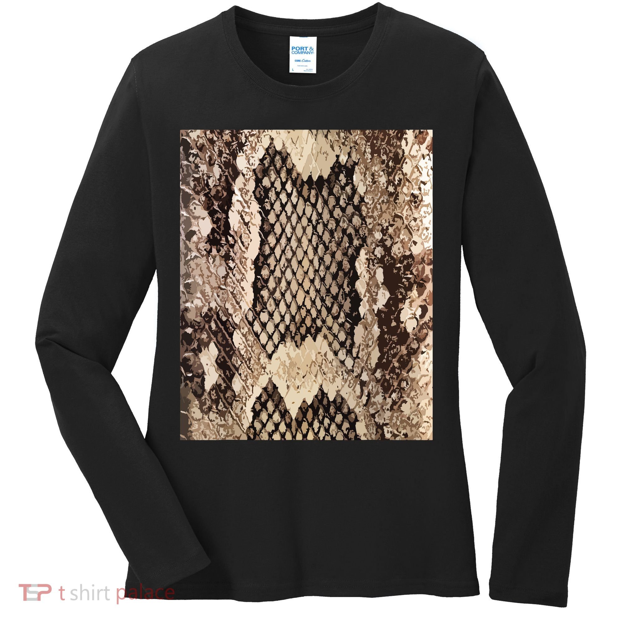 Snakeskin Print Snake Reptile Animal Rattlesnake Women's Long Sleeve Shirt