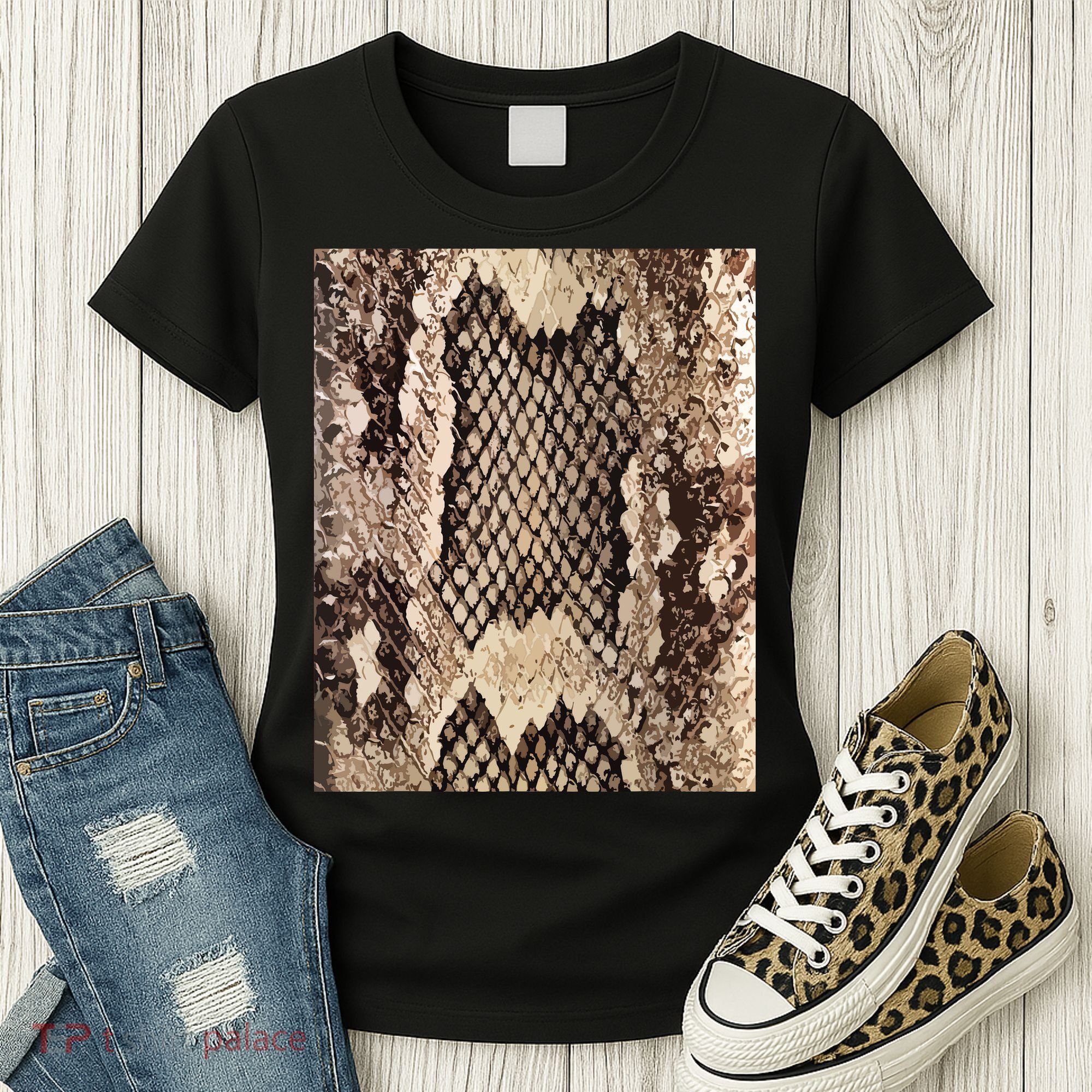 Snakeskin Print Snake Reptile Animal Rattlesnake Women's T-Shirt