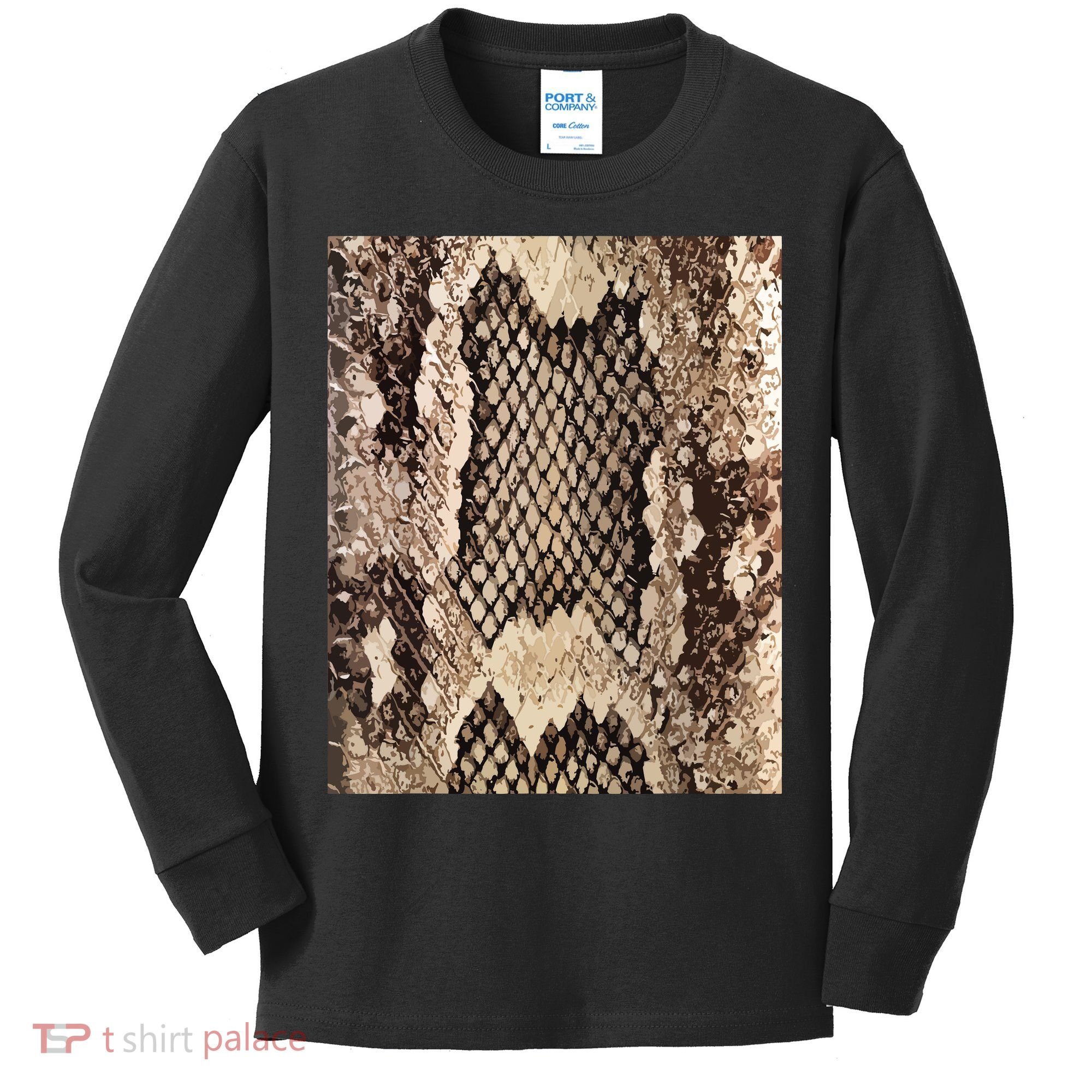 Snakeskin Print Snake Reptile Animal Rattlesnake Kids Long Sleeve Shirt