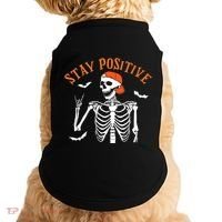 Stay Positive Skeleton Spooky Season Halloween Retro Funny Gift Doggie Tank thumb 0