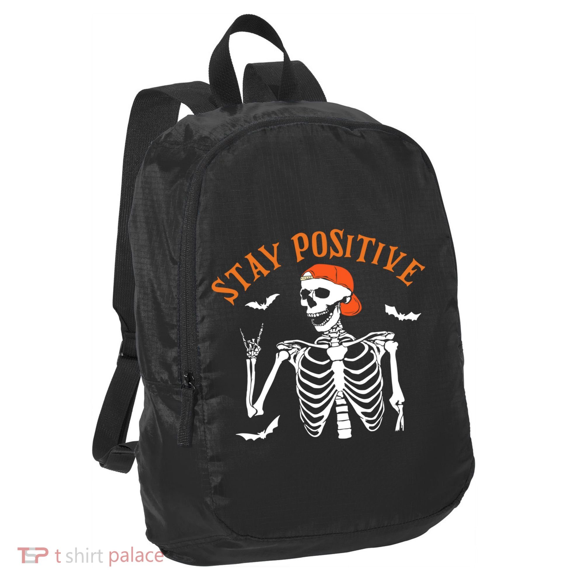 Stay Positive Skeleton Spooky Season Halloween Retro Funny Gift Port Authority Crush Ripstop Backpack