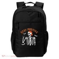 Stay Positive Skeleton Spooky Season Halloween Retro Funny Gift Backpack thumb 0