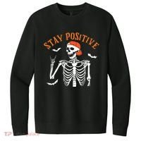 Stay Positive Skeleton Spooky Season Halloween Retro Funny Gift V.I.T. Fleece Crew Sweatshirt thumb 0