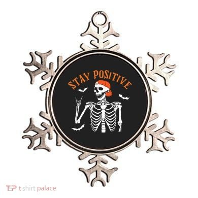 Stay Positive Skeleton Spooky Season Halloween Retro Funny Gift Ornament