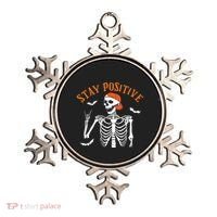 Stay Positive Skeleton Spooky Season Halloween Retro Funny Gift Ornament thumb 0