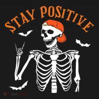 Stay Positive Skeleton Spooky Season Halloween Retro Funny Gift Ornament thumb 1
