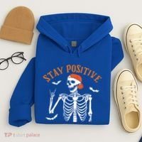 Stay Positive Skeleton Spooky Season Halloween Retro Funny Gift Hoodie thumb 4