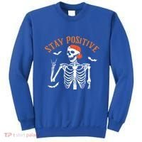 Stay Positive Skeleton Spooky Season Halloween Retro Funny Gift Sweatshirt thumb 0