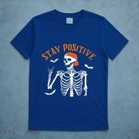 Stay Positive Skeleton Spooky Season Halloween Retro Funny Gift T-Shirt thumb 5