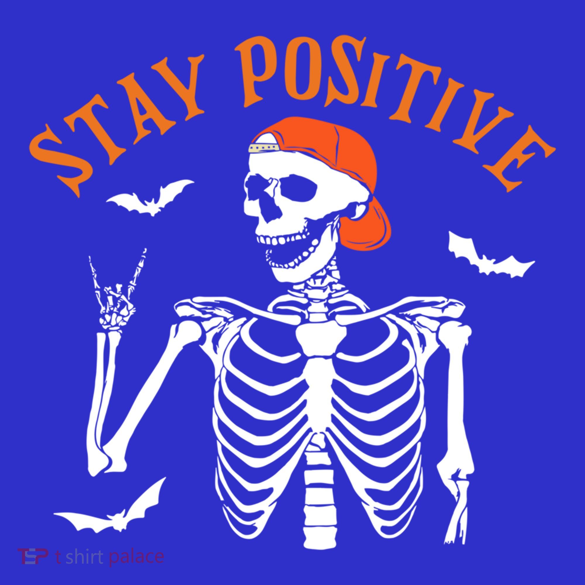 Stay Positive Skeleton Spooky Season Halloween Retro Funny Gift Mousepad
