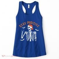 Stay Positive Skeleton Spooky Season Halloween Retro Funny Gift Women's Tank Top thumb 0