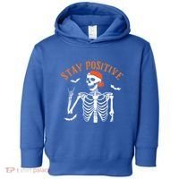 Stay Positive Skeleton Spooky Season Halloween Retro Funny Gift Toddler Hoodie thumb 0