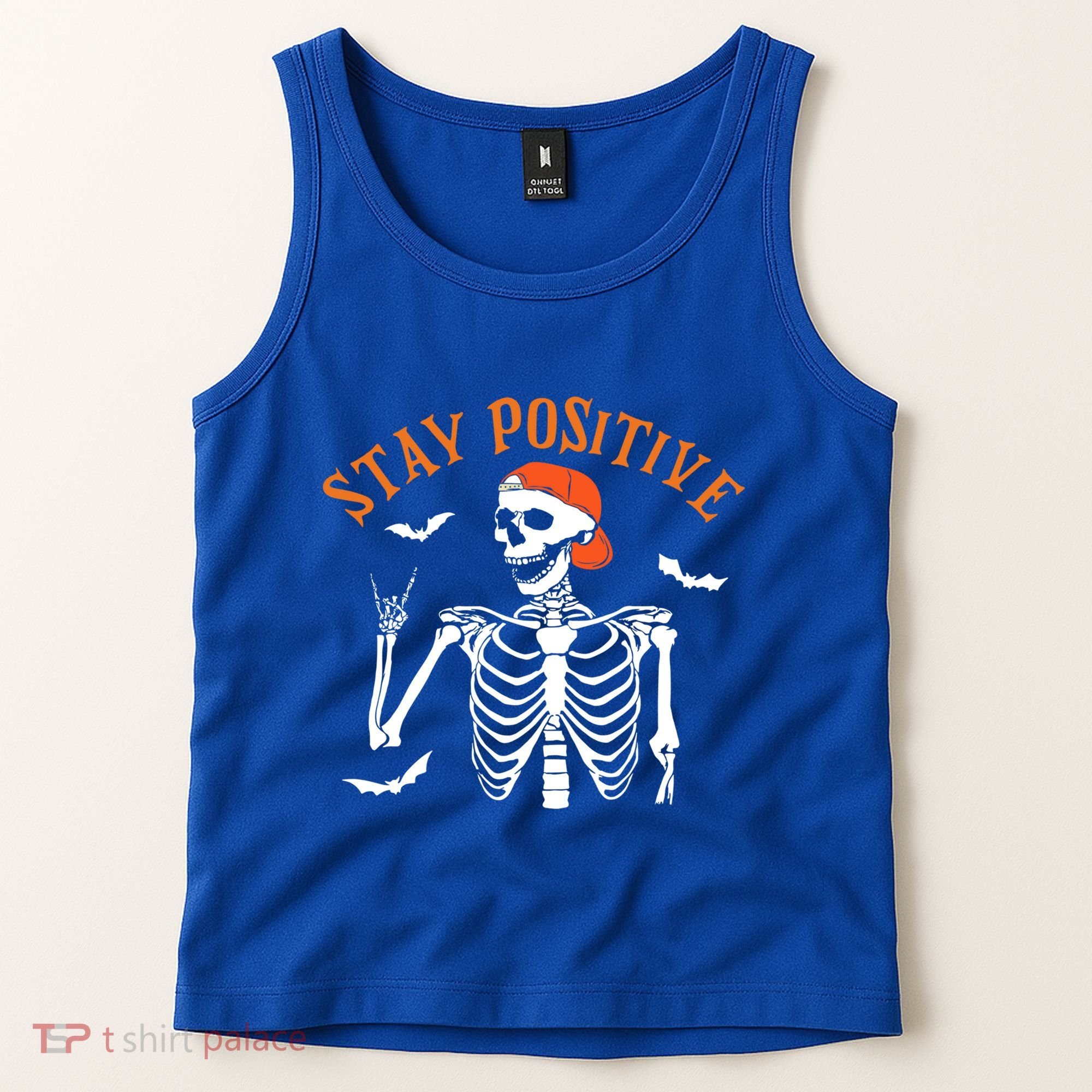 Stay Positive Skeleton Spooky Season Halloween Retro Funny Gift Tank Top