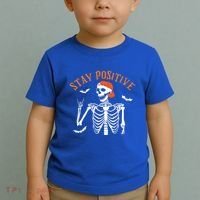 Stay Positive Skeleton Spooky Season Halloween Retro Funny Gift Toddler T-Shirt thumb 2