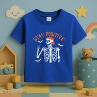 Stay Positive Skeleton Spooky Season Halloween Retro Funny Gift Toddler T-Shirt thumb 3