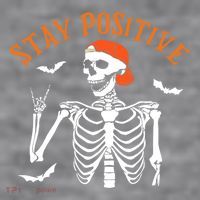 Stay Positive Skeleton Spooky Season Halloween Retro Funny Gift Women's Racerback Cropped Tank thumb 2