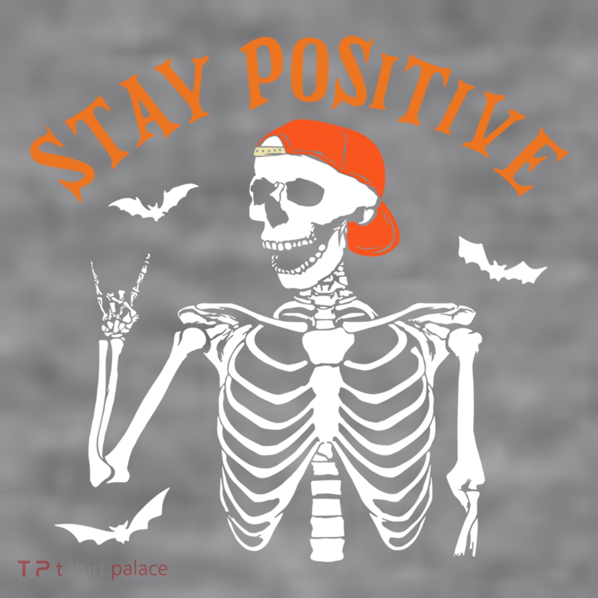 Stay Positive Skeleton Spooky Season Halloween Retro Funny Gift Women's Racerback Cropped Tank