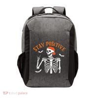 Stay Positive Skeleton Spooky Season Halloween Retro Funny Gift Vector Backpack thumb 0