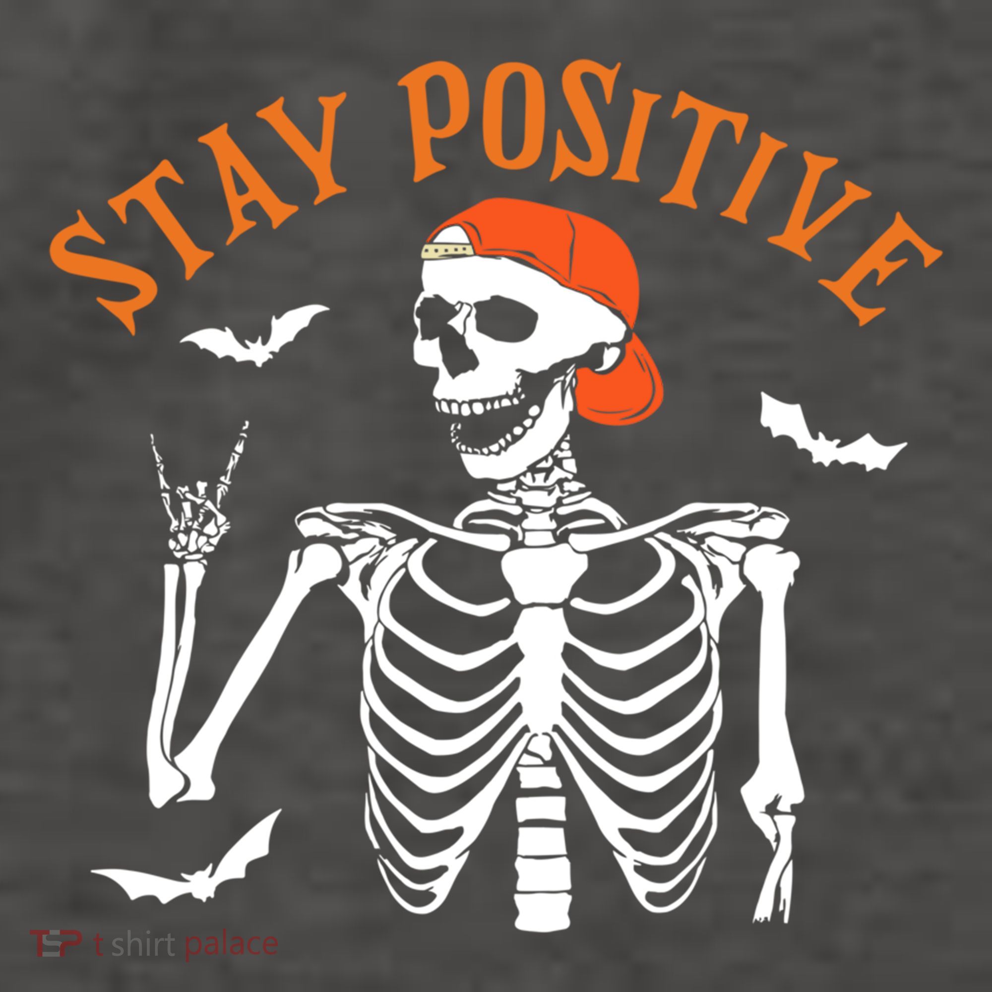 Stay Positive Skeleton Spooky Season Halloween Retro Funny Gift Vector Backpack