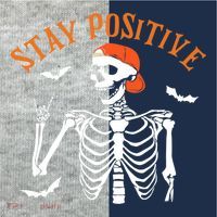 Stay Positive Skeleton Spooky Season Halloween Retro Funny Gift Kids Colorblock Raglan Jersey thumb 2