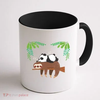 Sleeping Panda Sloth Gift Coffee Mug back