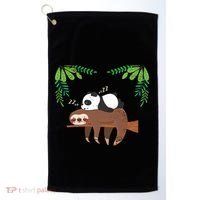 Sleeping Panda Sloth Gift Golf Towel thumb 0