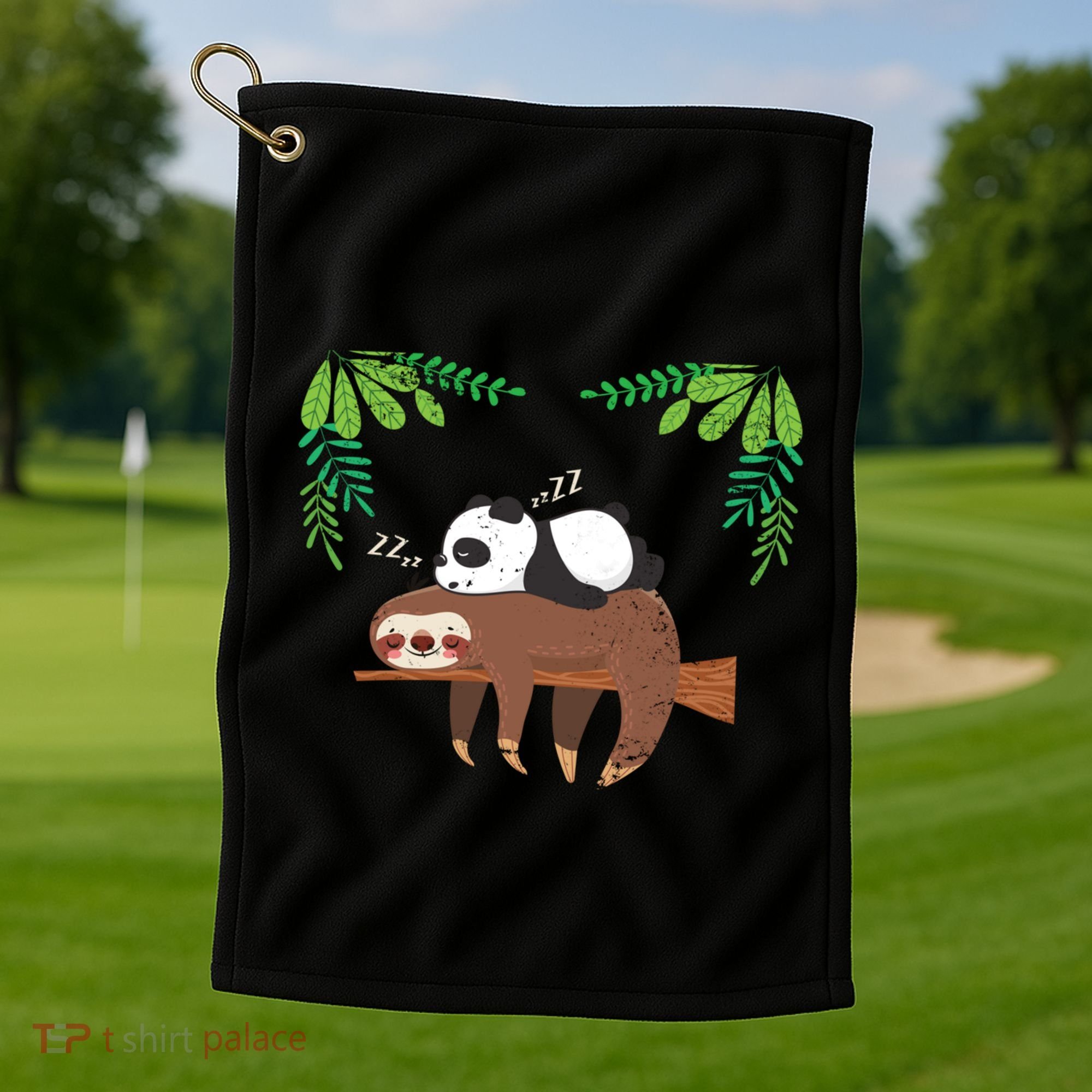 Sleeping Panda Sloth Gift Golf Towel