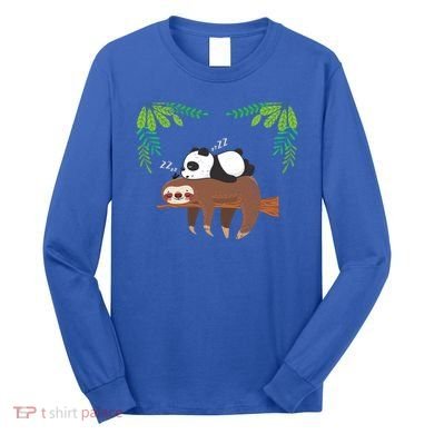 Sleeping Panda Sloth Gift Long Sleeve Shirt
