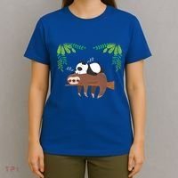Sleeping Panda Sloth Gift T-Shirt thumb 4