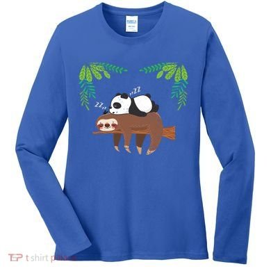 Sleeping Panda Sloth Gift Women's Long Sleeve Shirt