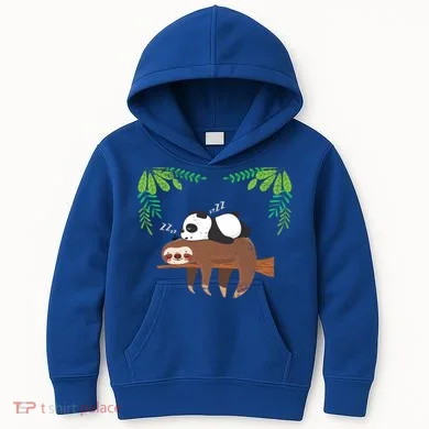 Sleeping Panda Sloth Gift Kids Hoodie