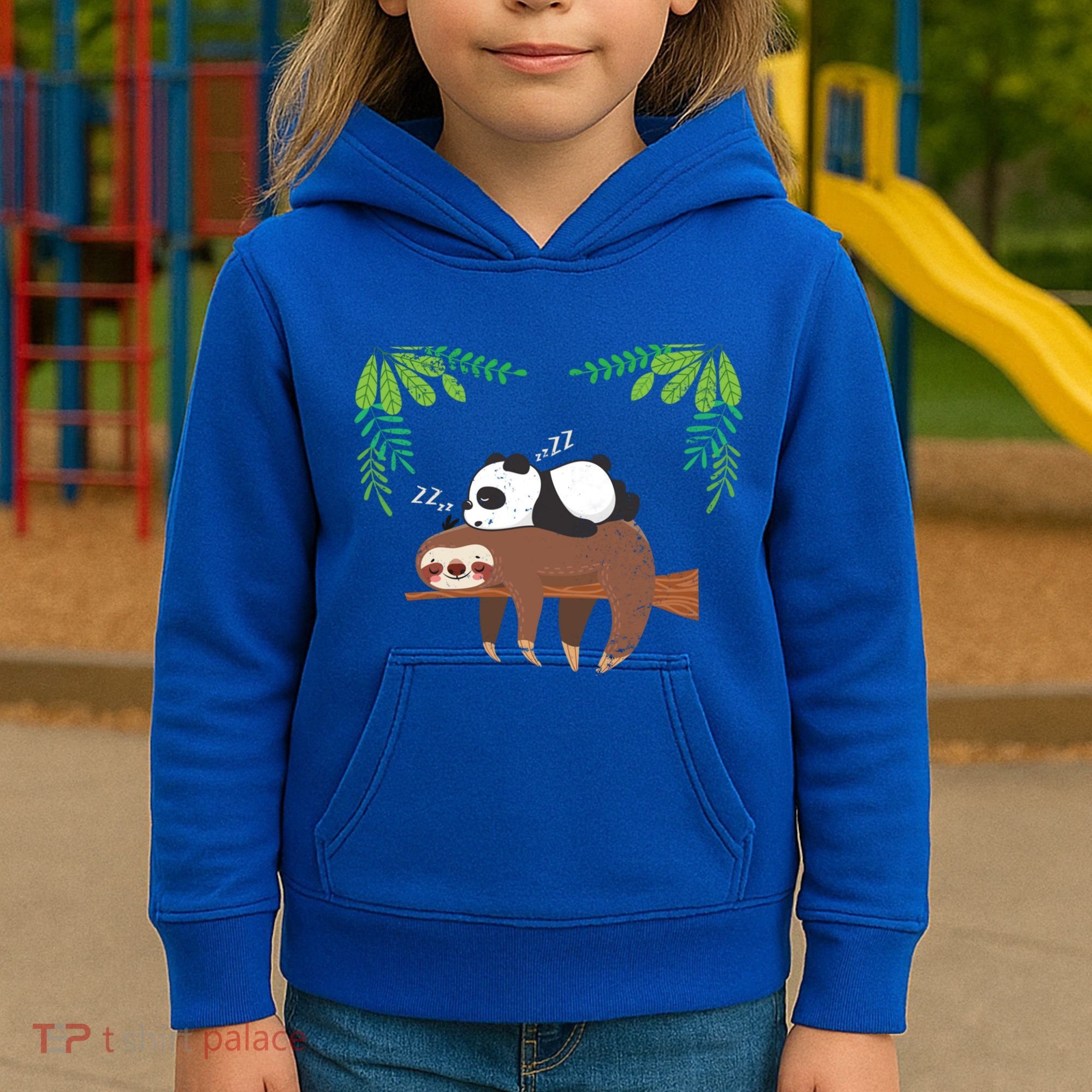 Sleeping Panda Sloth Gift Kids Hoodie